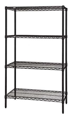 Quantum Storage  Wire 4 Shelf Starter Kit - Black - 18 x 48 x 86 in.