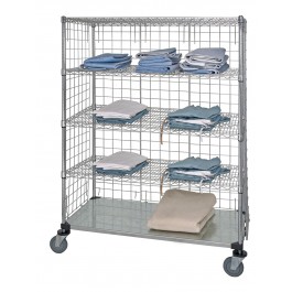 Picture of Quantum Storage WRCS4-63-2460EP Shelf Mobile Cart With Solid Bottom Shelf & Enclosure Panels&#44; 24 x 60 x 69 in.