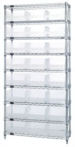 Quantum Storage WR9-216CL Wire Shelving Shelf Bin System - 24 Bins