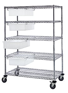 Picture of Quantum Storage WRC5-63-2460-93060CL Wire Rack Cart With 4 Clear Dividable Grids - 24 x 60 in.