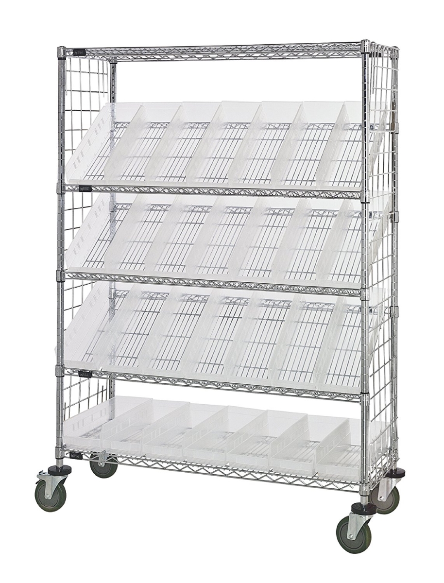 Quantum Storage WRCSL5-63-2448EP Tier Slanted Wire Shelving Suture Cart - Chrome