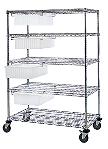 Wire Rack Cart With 4 Clear Dividable Grids - 24 x 36 in.