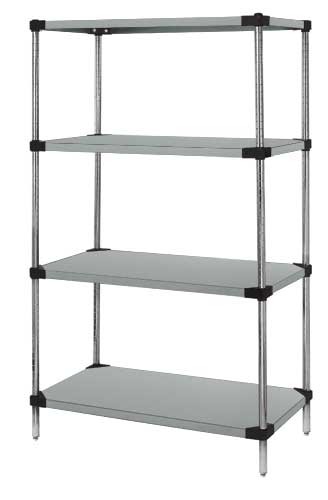 Quantum Storage WRS4-63-1460SS Solid 4 Shelf Starter Units, Stainless Steel - 14 x 60 x 63 in.