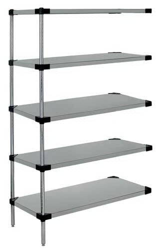Stainless Steel 5 Solid Shelf Add-On Kit - 24 x 24 x 86 in.