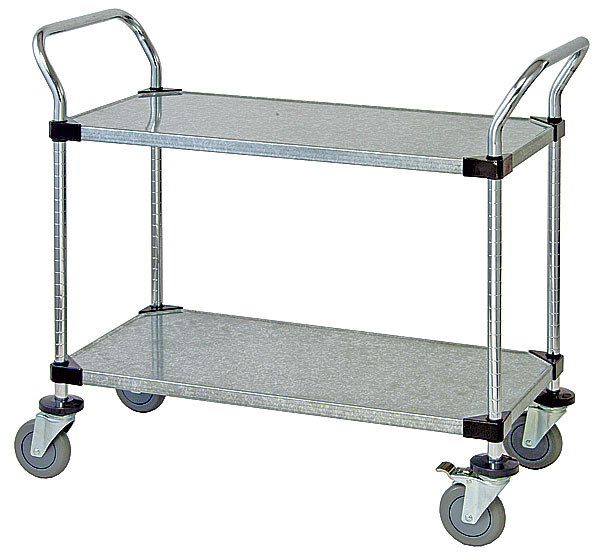 Quantum Storage WRSC-2442-2SS Stainless Steel Utility Cart, 2 Solid Shelves - 24 x 42 x 37.5 in -  Quantum Storage Systems