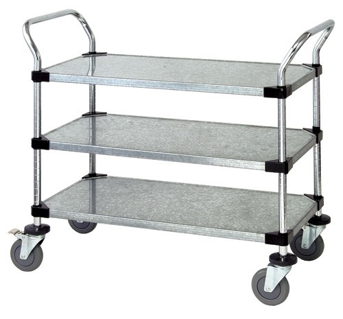 Quantum Storage WRSC-2442-3SS Utility Cart  Stainless Steel 3 Solid Shelves -24 x 42  x 37.5 in -  Quantum Storage Systems