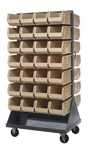 Mobile Louvered Rack With 56 Bins Clear