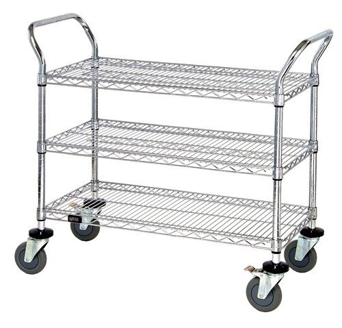 Wire Shelving Cart With 3 Shelves Conductive
