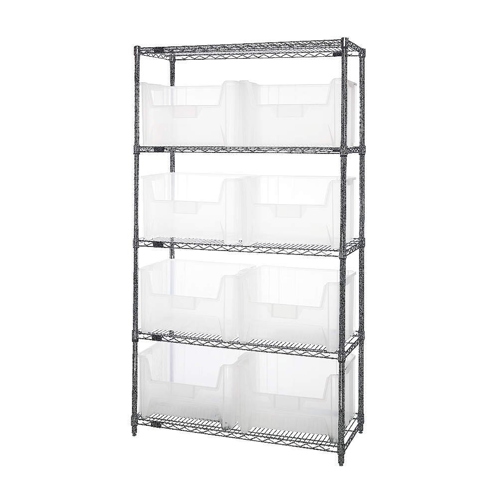 Wire Shelving Unit With 8 Clear Bins