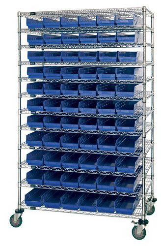 Wire 12 Shelf Unit With 118 Bins - Clear