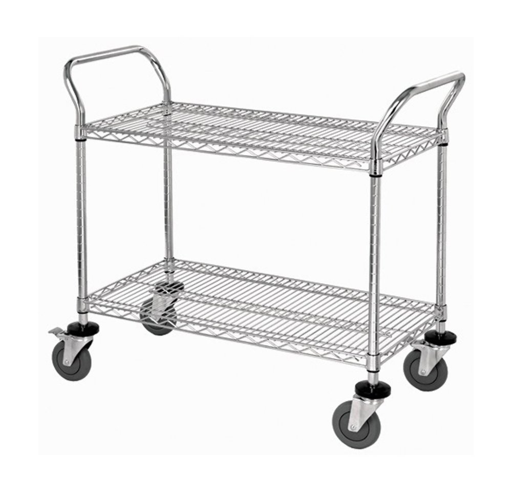 Wire Shelving Mobile Cart With 2 Shelves Conductive