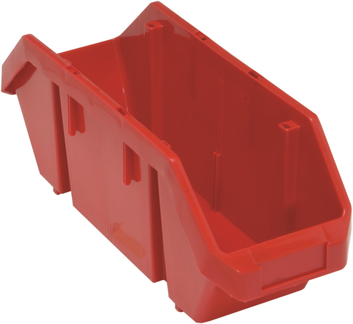 Hang & Stack Storage Bin, Plastic, Red, 7 in H, 6 5/8 in W, 18 1/2 in L