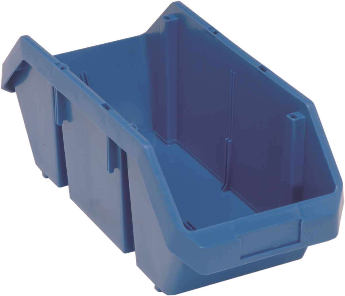 Hang & Stack Storage Bin, Plastic, Blue, 7 in H, 8 3/8 in W, 18 1/2 in L