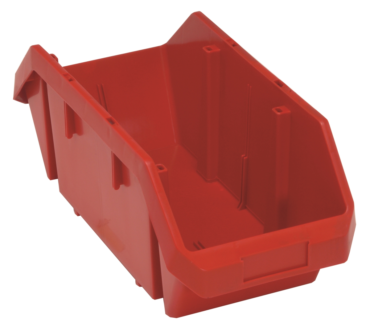 Hang & Stack Storage Bin, Plastic, Red, 7 in H, 8 3/8 in W, 18 1/2 in L