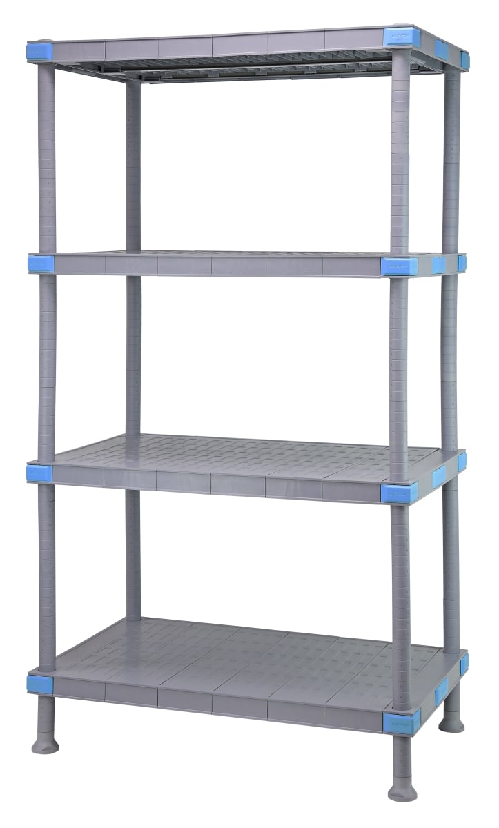 Quantum Food Service QP245486SS-4 54 NSF 4-Tier Heavy-Duty Plastic Shelving Unit - Millenia, 24W, 86H, Gray
