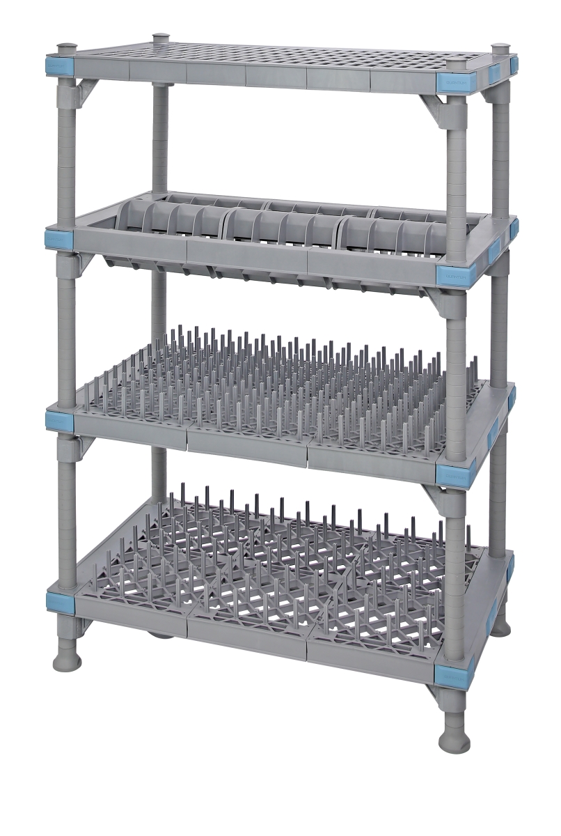 Quantum Food Service QPM244268WDR Millenia 4 Level Mobile Drying Rack for Trays, Gray