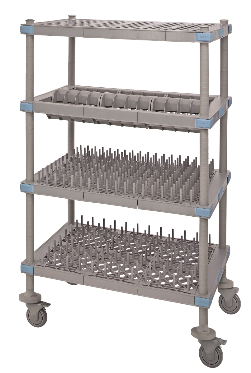 Quantum Food Service QPM244268DR Millenia 4 Level Mobile Drying Rack for Trays, Gray