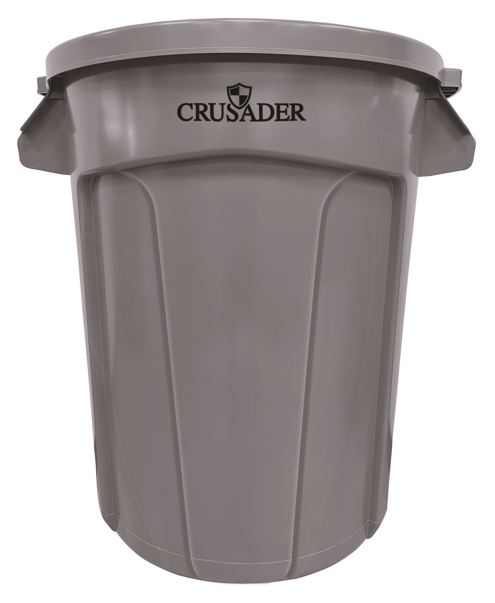 Quantum Storage CTC-32GY 27.3 in. Round Heavy-Duty Utility 32 gal Polyethylene Container, Gray