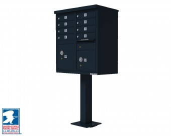 CBU-8-BL 72 x 42 x 30 in. 1570 8 Door Cluster Box Unit for Tall Pedestal Stucco Columns, Black