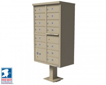 CBU-13-SS 72 x 42 x 30 in. 1570 12 Door Cluster Box Unit for Tall Pedestal Stucco Columns, Sandstone