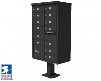 72 x 42 x 30 in. 1570 12 Door Cluster Box Unit for Tall Pedestal Stucco Columns, Bronze
