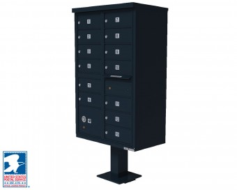 72 x 42 x 30 in. 1570 12 Door Cluster Box Unit for Tall Pedestal Stucco Columns - Black