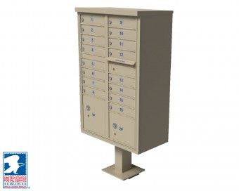 CBU-16-SS 72 x 42 x 30 in. 1570 12 Door Cluster Box Unit for Tall Pedestal Stucco Columns, Sandstone