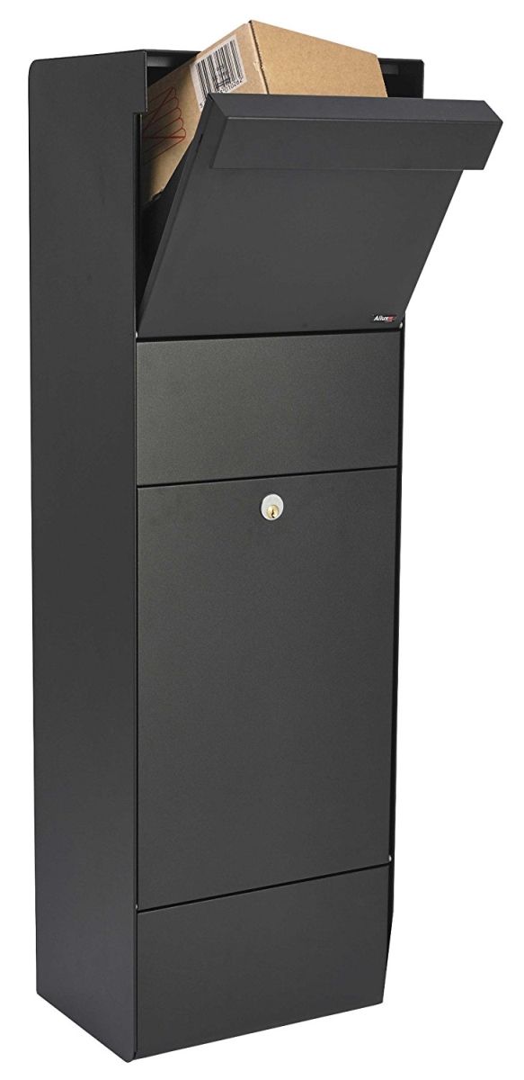 Allux Freestanding Galvanized Steel Locking Mail & Parcel Box, Black