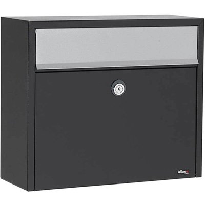 Allux LT150 Galvanized Steel Wall Mounted Locking Mailbox, Black & Gray