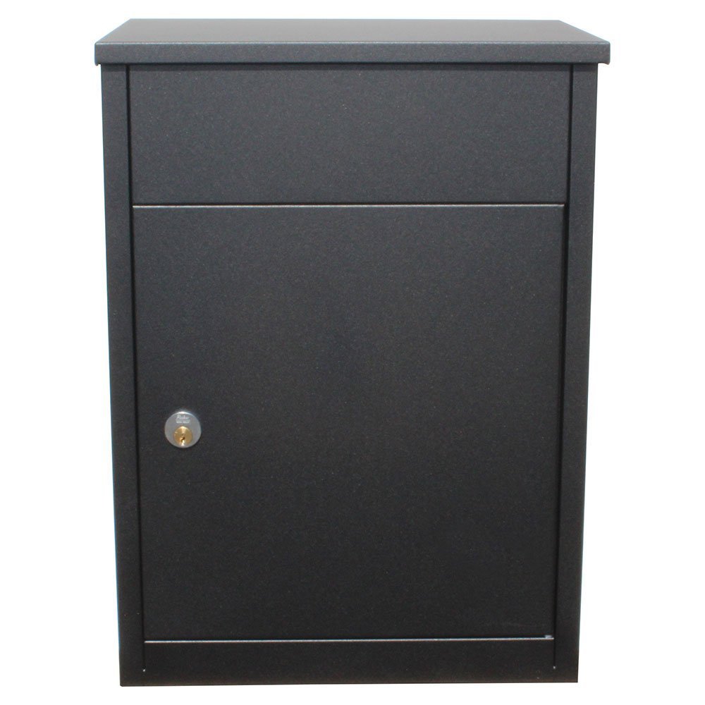 Allux 500 Galvanized Steel Wall Mounted Locking Mail & Parcel Box, Black