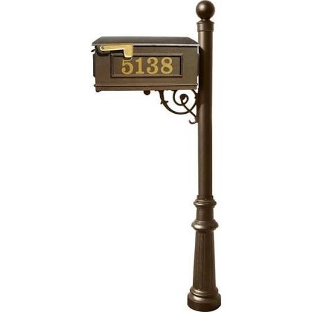LMCV-804-BZ Mailbox Post System with Fluted Base & Ball Finial, Bronze