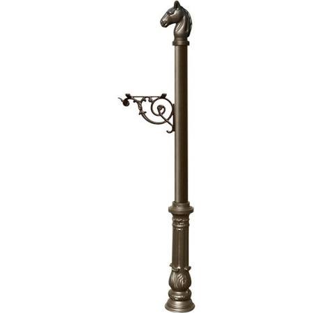 LPST-701-E1-BZ E1 Economy Mailbox System with Ornate Base & Horsehead Finial, Bronze