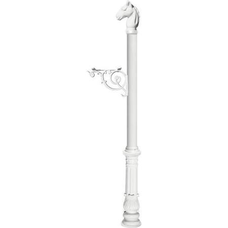 Support Bracket Post System with Ornate Base & Horsehead Finial, White