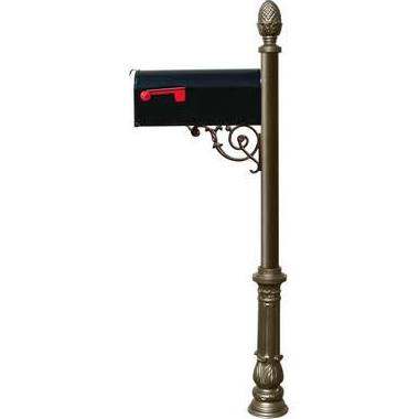 LPST-703-E1-BZ E1 Economy Mailbox System with Ornate Base & Pineapple Finial, Bronze