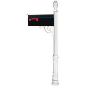 E1 Economy Mailbox System with Ornate Base & Pineapple Finial, White