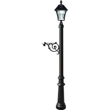 Post System with Fluted Base & Bayview Solar Lamp, Black