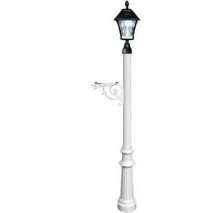 Post System with Fluted Base & Bayview Solar Lamp, White