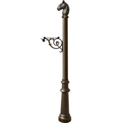 Support Bracket Post System with Fluted Base & Horsehead Finial, Bronze