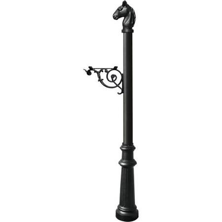 LPST-801-E1-BL E1 Economy Mailbox System with Fluted Base & Horsehead Finial, Black