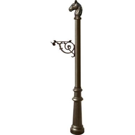 LPST-801-E1-BZ E1 Economy Mailbox System with Fluted Base & Horsehead Finial, Bronze