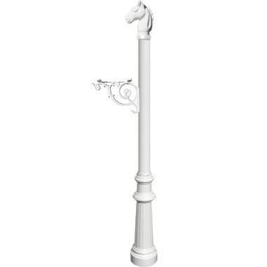 Support Bracket Post System with Fluted Base & Horsehead Finial - White