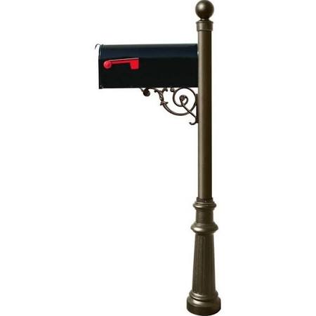 E1 Economy Mailbox System with Fluted Base & Ball Finial, Bronze