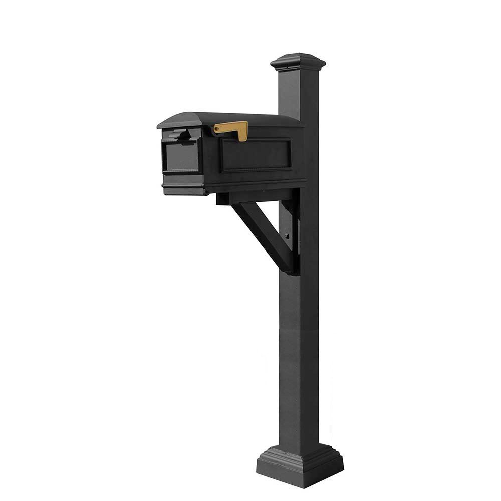 WPD-SC2-S7-LMC-BLK Westhaven System with Lewiston Mailbox, Square Collar & Pyramid Finial, Black