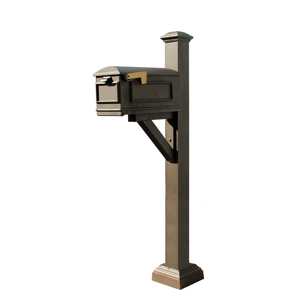 Westhaven System with Lewiston Mailbox, Square Collar & Pyramid Finial, Bronze