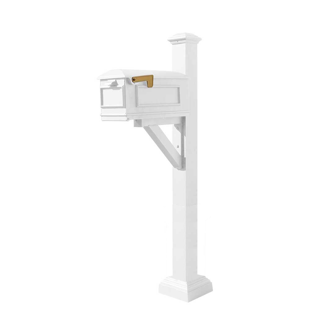 Westhaven System with Lewiston Mailbox, Square Collar & Pyramid Finial, White