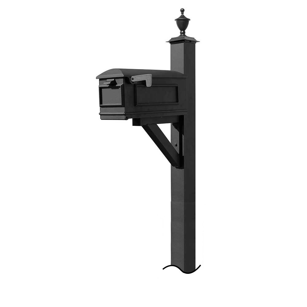 WPD-NB-S5-LMC-BLK Westhaven System with Lewiston Mailbox with No Base Urn Finial, Black