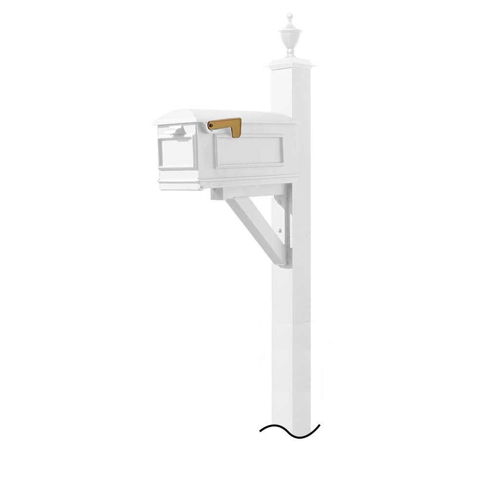 WPD-NB-S5-LMC-WHT Westhaven System with Lewiston Mailbox with No Base Urn Finial, White