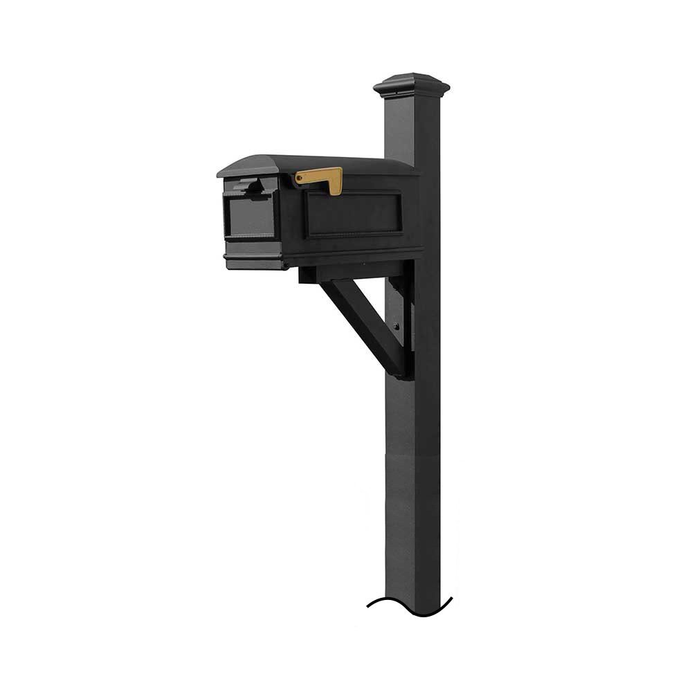 WPD-NB-S7-LMC-BLK Westhaven System with Lewiston Mailbox with No Base Pyramid Finial, Black