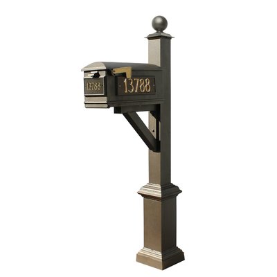WPD-SB1-S3-LM-3P-BRZ Westhaven System with Lewiston Mailbox, 3 Cast Plates Square Base & Pineapple Finial - Bronze