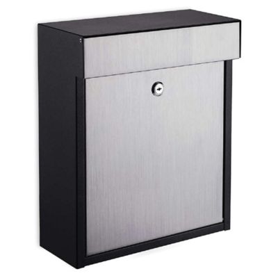 Vista Wall Mounted Locking Mailbox with Stainless Steel - Black